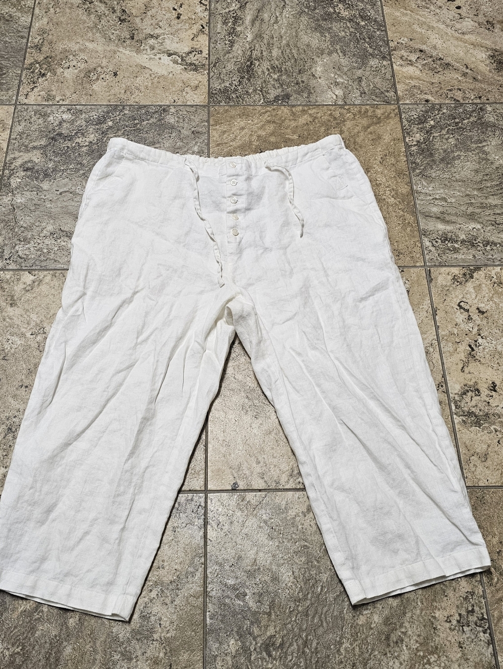 Bridgewater Studio White 100% Linen Cropped Pants 18W